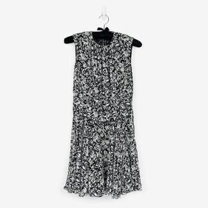 Derek Lam Floral Mini Dress Size 0 Black White Silk Quiet Luxury Glam‎ Cocktail